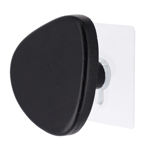Patère bois forme galet 4cm noir - TENDANCE