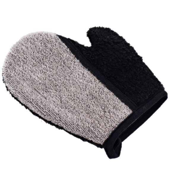 Gant exfoliant corps polyester/ramie/PU noir taupe 1,5cm - TENDANCE