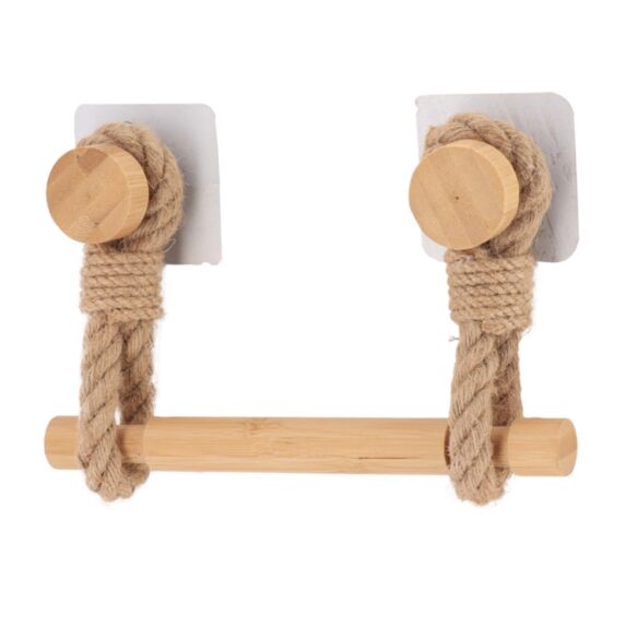Dérouleur papier WC Bambou Corde Naturel 3,5cm Beige - TENDANCE