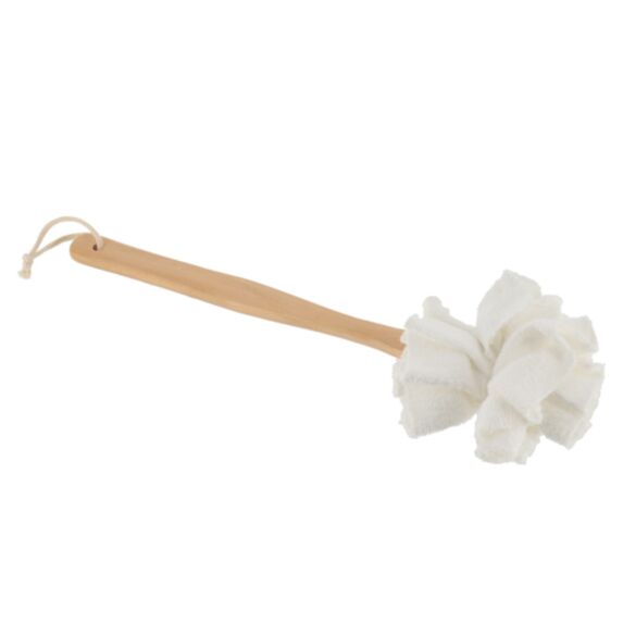 Brosse de douche Manche bois Fleur fibre de bambou/polyester Blanc 7cm - TENDANCE