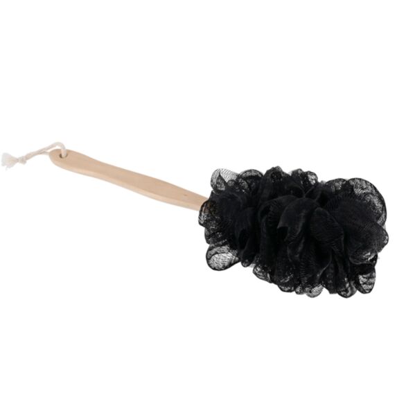 Fleur de bain PE Manche bois Noir 8cm - TENDANCE
