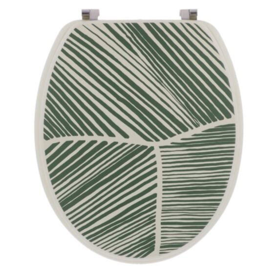 Abattant WC MDF Botanist 18 pouces attaches acier inoxydable vert motif végétal - TENDANCE