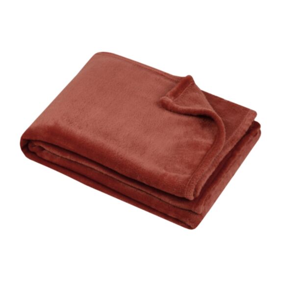 Plaid polyester Standford 180 x 220 cm terracotta - LOVELY CASA