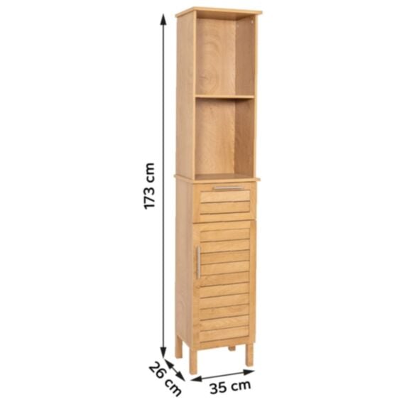 Colonne Colonial MDF 1 porte 1 tiroir 2 étagères 35x26x173cm - TENDANCE