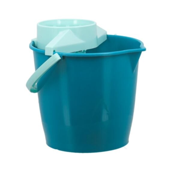 Seau rond plastique avec essoreur 12L bleu canard/aqua - TENDANCE