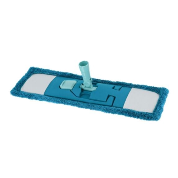 Tête de balai plate avec housse de lavage microfibre bleu canard/aqua - TENDANCE
