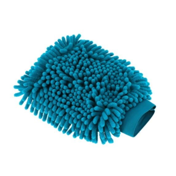 Gant de dépoussiérage en chenille microfibre bleu canard/aqua - TENDANCE