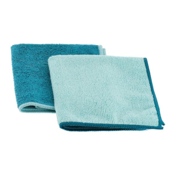 Set de 2 lavettes polyester 30x30cm bleu canard/aqua - TENDANCE