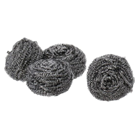 Boules de récurage acier inoxydable x4 gris métallisé - TENDANCE