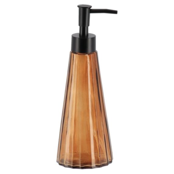 Distributeur de savon verre forme conique 300ml ambre translucide - TENDANCE
