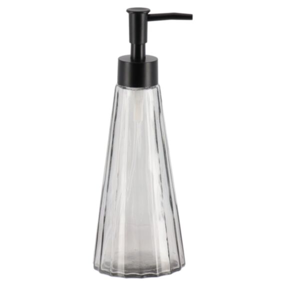 Distributeur de savon verre forme conique 300ml noir translucide - TENDANCE