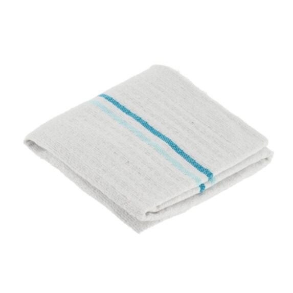 Serpillière coton recyclé 50x100cm blanc/bleu - TENDANCE