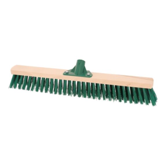 Tête de balai cantonnier fibres dures 63cm vert foncé monture bois - TENDANCE