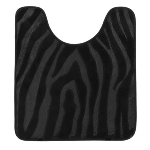 Tapis contour WC effet zèbre 45x50cm noir - TENDANCE