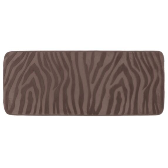 Tapis de salle de bains Mémoire de forme effet zèbre 45x120cm taupe - TENDANCE