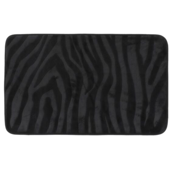 Tapis de salle de bains mémoire de forme effet zèbre 45x75cm noir - TENDANCE