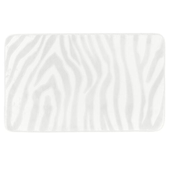 Tapis mémoire de forme microfibre effet zèbre 45x75cm blanc - TENDANCE