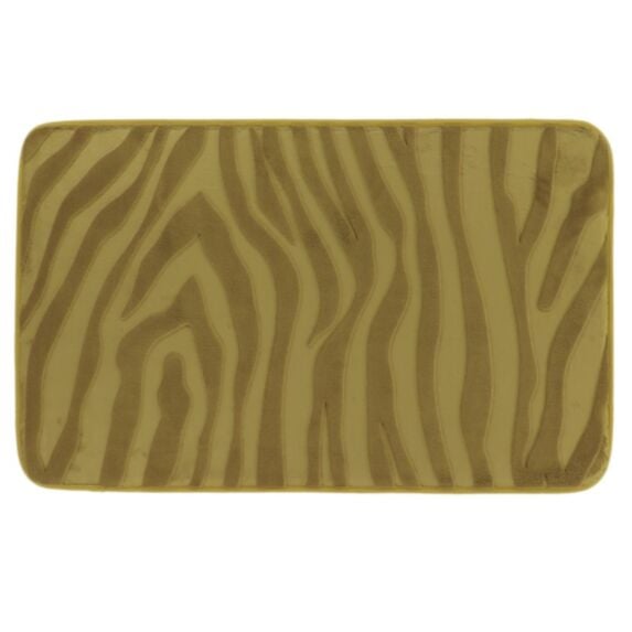 Tapis de salle de bains mémoire de forme effet zèbre 45x75cm vert olive - TENDANCE