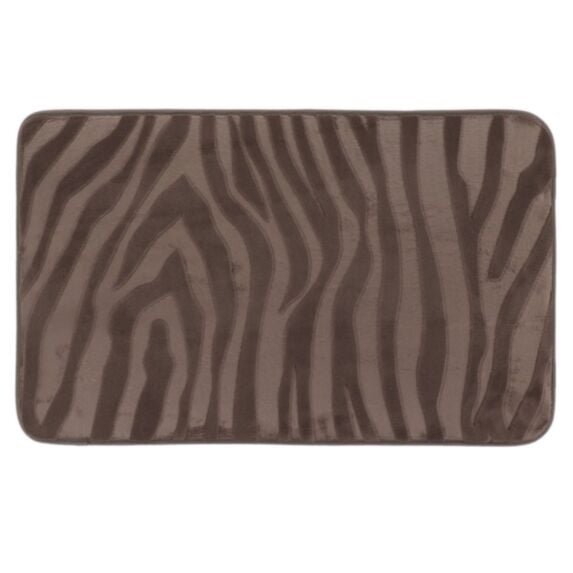 Tapis de salle de bains mémoire de forme effet zèbre 45x75cm taupe - TENDANCE