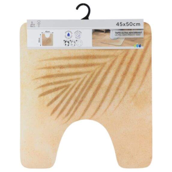 Tapis de salle de bains contour WC caoutchouc 45x50cm beige - TENDANCE