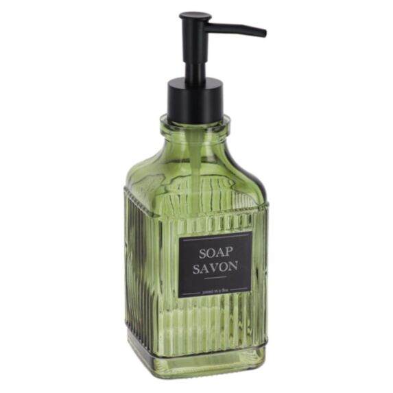 Distributeur de savon verre déco 500ml vert - TENDANCE