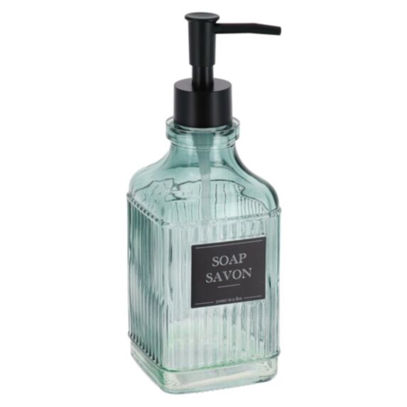 Distributeur de savon verre déco 500ml bleu - TENDANCE