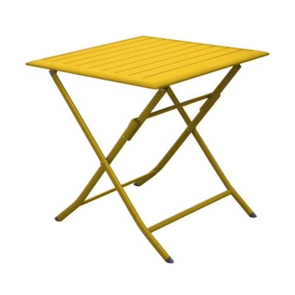 Table pliante Lorita aluminium finition acier 70x70 jaune - PROLOISIRS