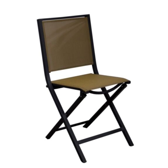 Chaise pliante Ida aluminium 89x58cm graphite/gris moutarde - PROLOISIRS
