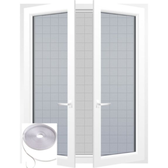 Kit moustiquaire 150 x 250 cm + bande de fixation 8m x 0.7 cm blanc