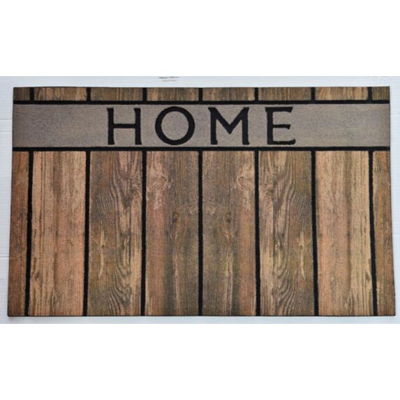Tapis imprimé 45 x 75 cm cm caoutchouc - effet bois marron