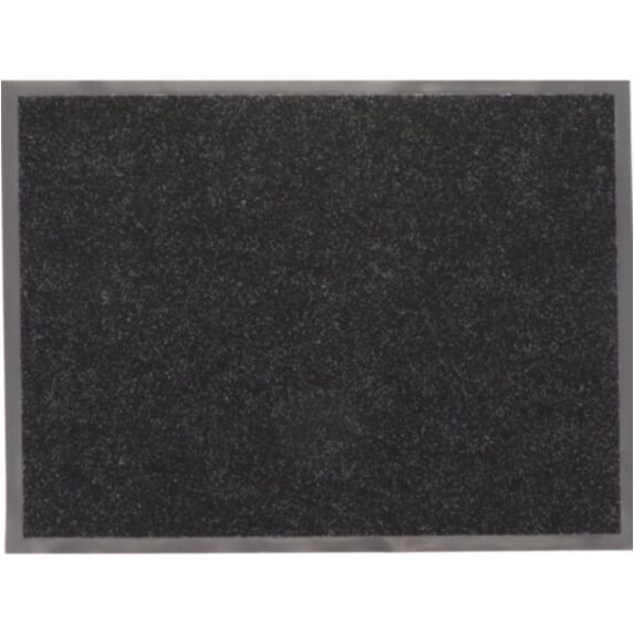 Tapis 60x80cm polyester/PVC noir chiné blanc - LUANCE