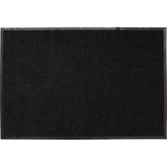 Tapis polyester/PVC 80x120cm noir chiné blanc - LUANCE