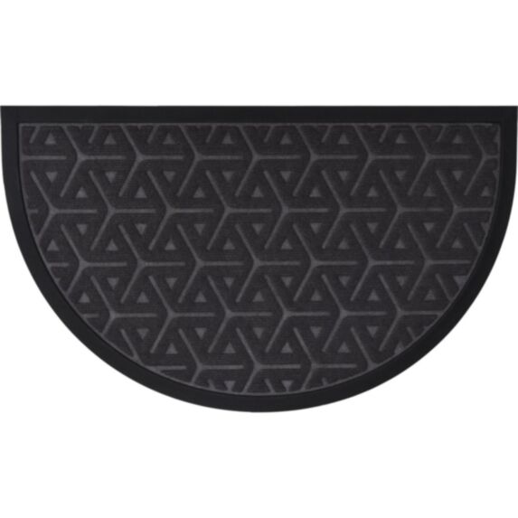 Tapis demi-lune Wilson 45 x 75 cm polyster/caoutchouc gris foncé - LUANCE