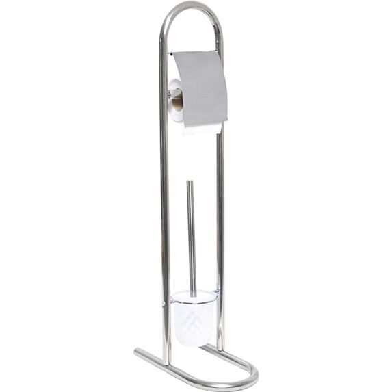 Brosse et dérouleur papier WC acier inoxydable chrome 80x17,5cm - TENDANCE