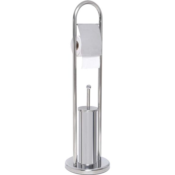 Brosse et dérouleur papier WC acier inoxydable chrome 80cm - TENDANCE