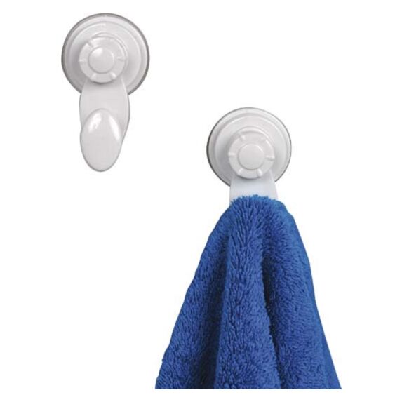 Set de 2 crochets sur ventouses 8,8x4,2cm blanc - TENDANCE