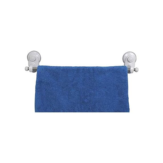 Porte serviettes ABS/PVC 1 barre acier inoxydable sur ventouses - blanc