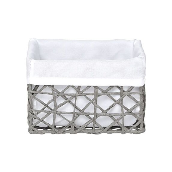 Panier en papier gris/tissu crème moyen - TENDANCE