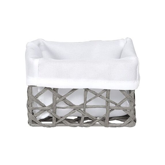 Panier en papier gris/tissu crème petit - TENDANCE