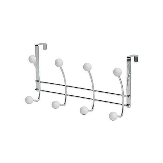Patère métal 8 crochets céramique chrome/blanc - TENDANCE