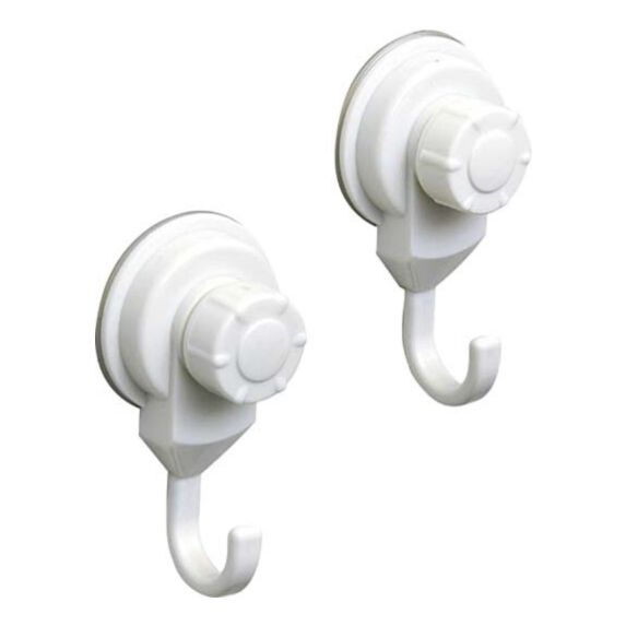 Set de 2 crochets sur ventouses 8,7x4,5cm blanc - TENDANCE