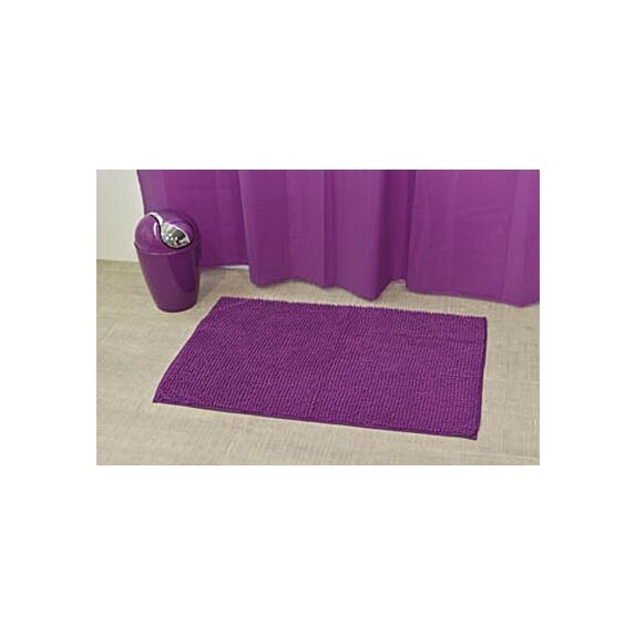 Tapis microfibre boules uni 60 x 90 cm - aubergine