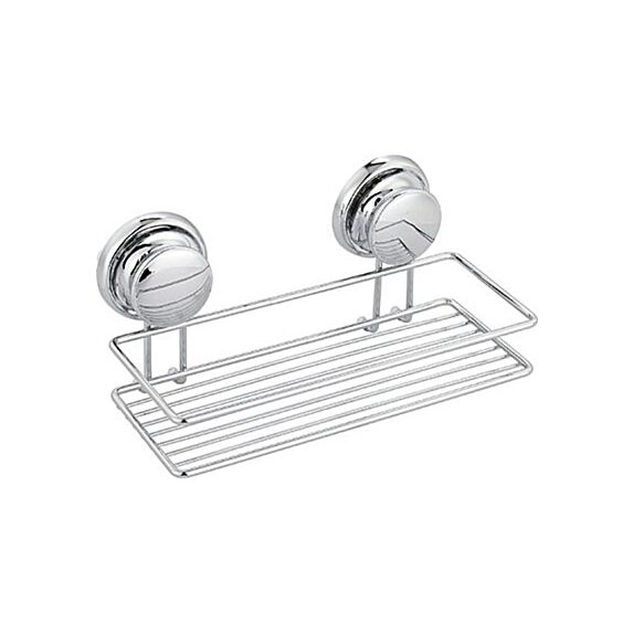 Panier rectangulaire métal sur ventouses - chrome
