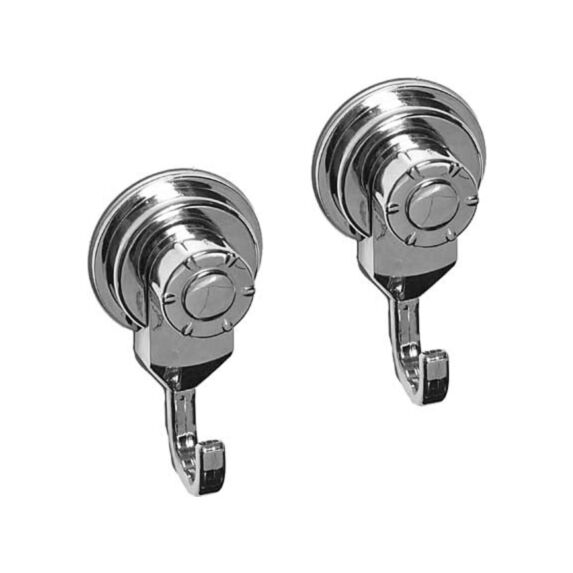 Set de 2 crochets ABS sur ventouses - chrome