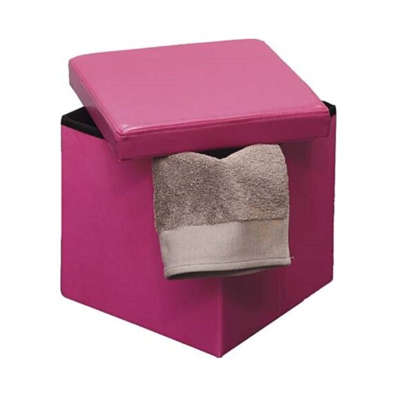 Pouf de rangement pliable MDF uni fuchsia - TENDANCE