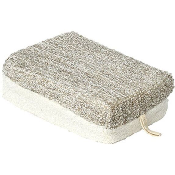 Éponge de bain ramie/bambou crème/taupe grand modèle - TENDANCE
