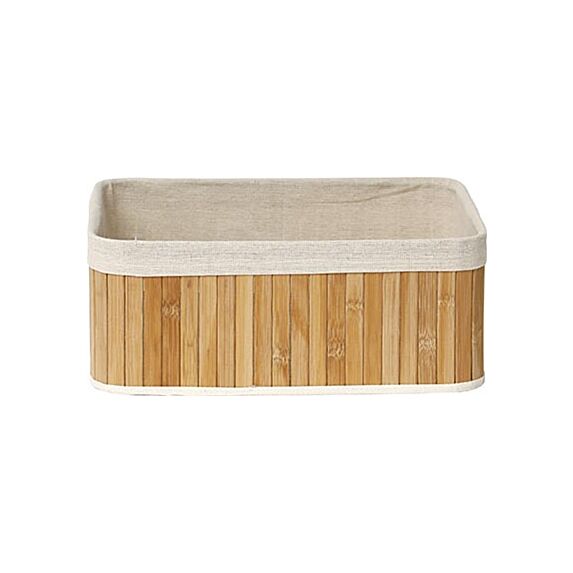 Corbeille rectangulaire modèle moyen bambou -  bambou / tissu lin