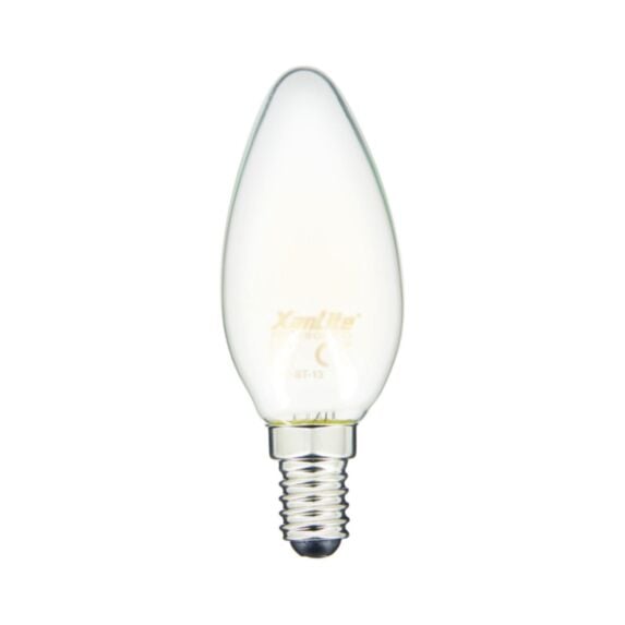 Ampoule filament LED flamme opaque culot E14 blanc chaud conso 4W 470Lumens - XANLITE