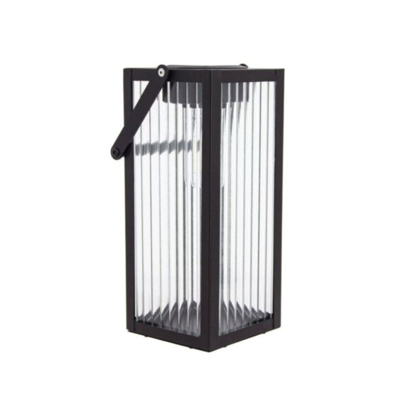 Lanterne solaire verre ciselé led IP44 métal noir 26cm - XANLITE