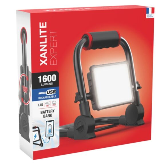 Projecteur LED rechargeable 1600lm 20W IP54 blanc froid - XANLITE